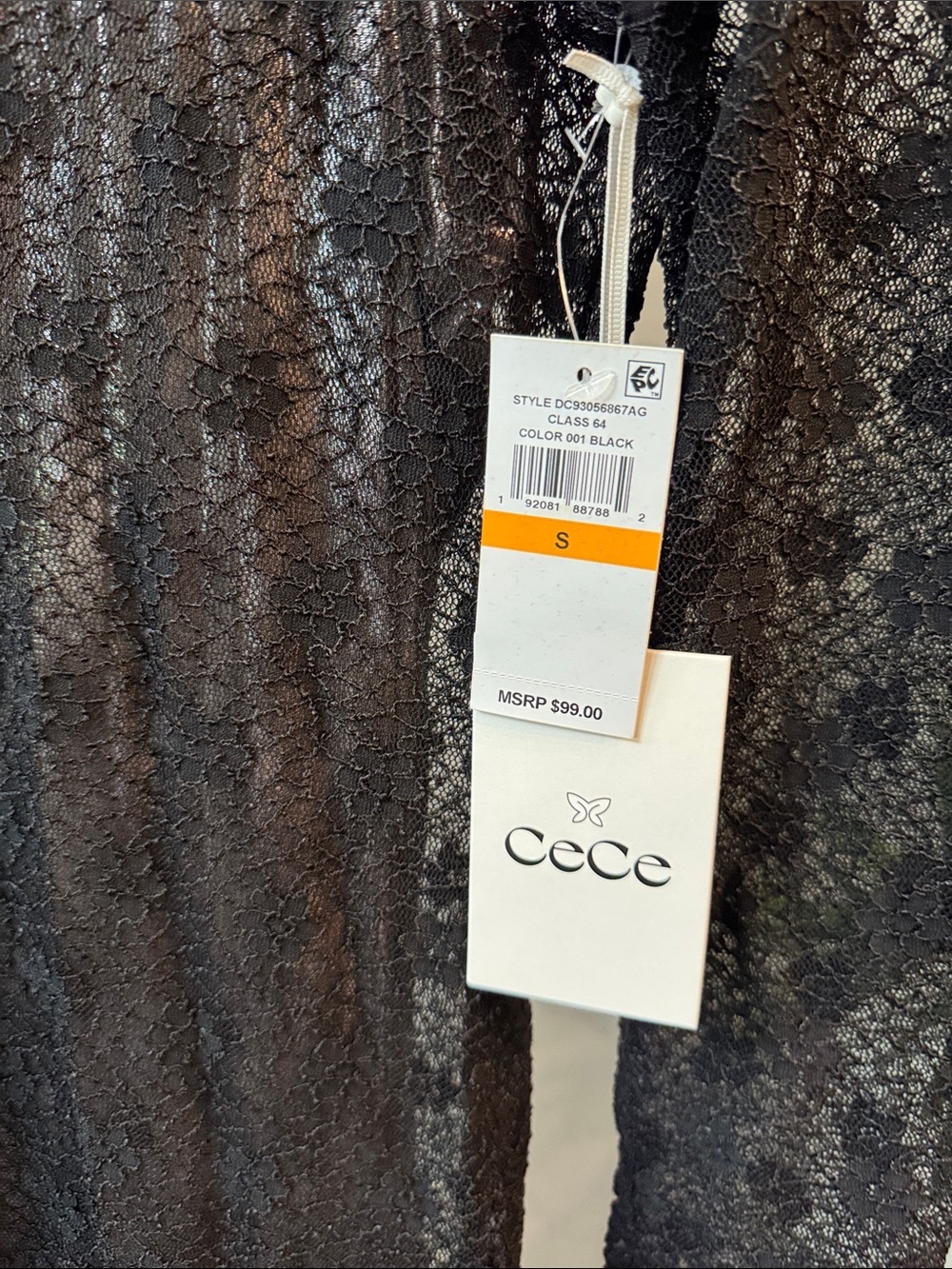 CeCe Black Sheer Lace Long Sleeve metallic gold 2 piece Maxi Dress NEW S - Picture 5 of 14